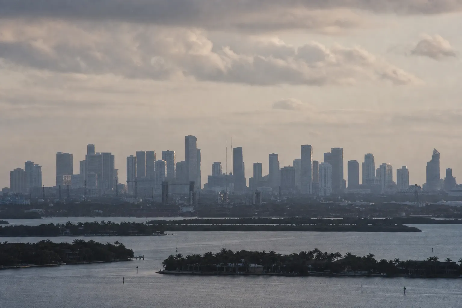 Skyline viewed across calm water